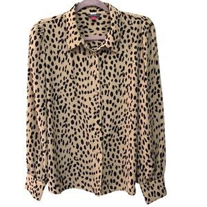 2/$30 Vince Camuto Women’s Top Sz L Black and Cream Button Down Shirt